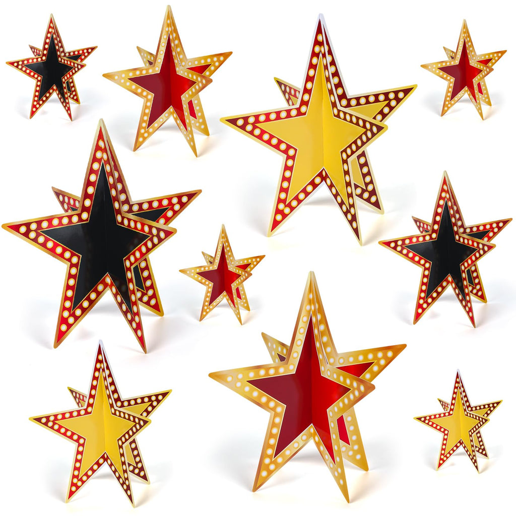 Sinload 45 Pcs 3D Glitter Star Decorations – 3 Sizes for Back-to-School, Graduation, and Party Tables