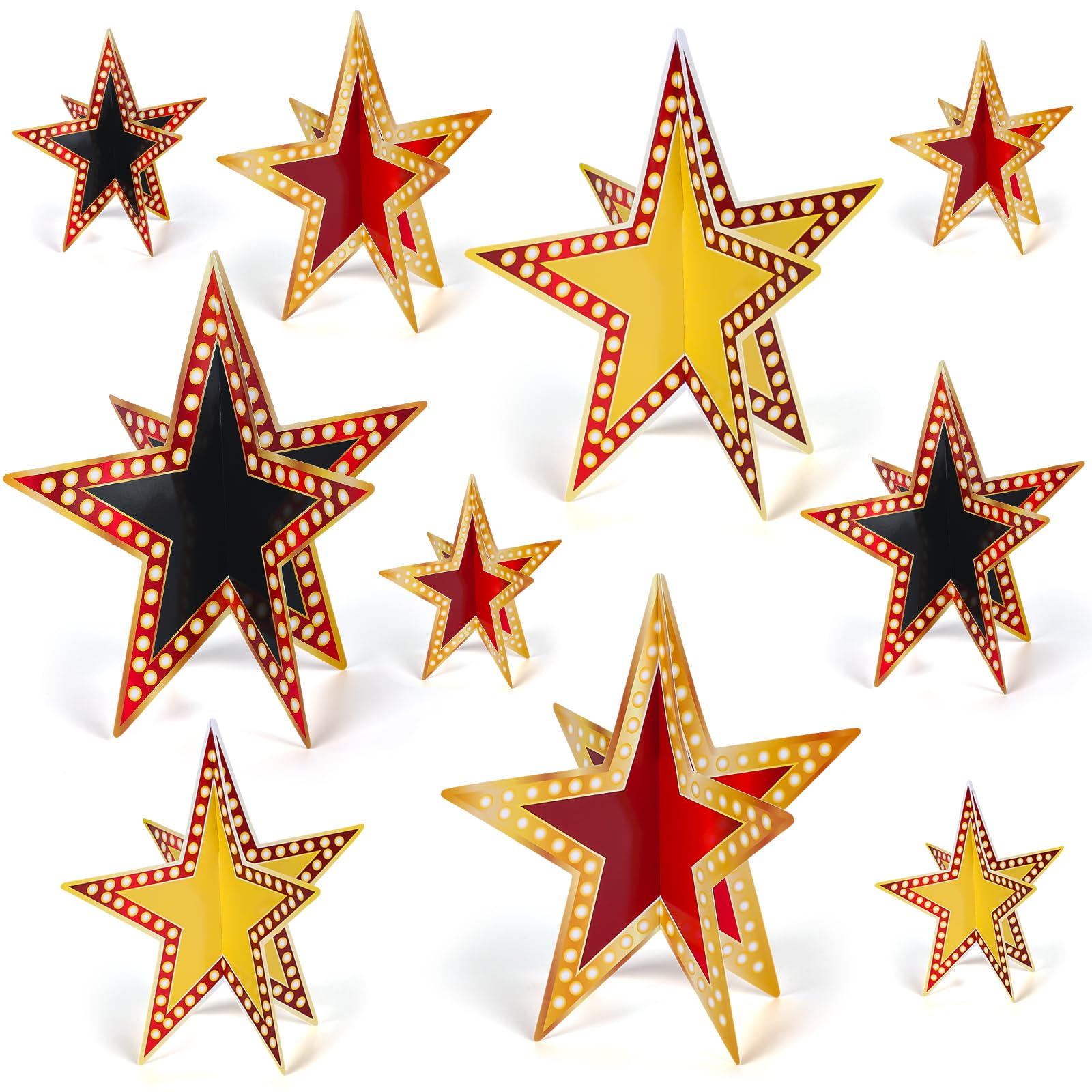 Sinload 45 Pcs 3D Glitter Star Decorations – 3 Sizes for Back-to-School, Graduation, and Party Tables