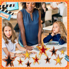 Sinload 45 Pcs 3D Glitter Star Decorations – 3 Sizes for Back-to-School, Graduation, and Party Tables