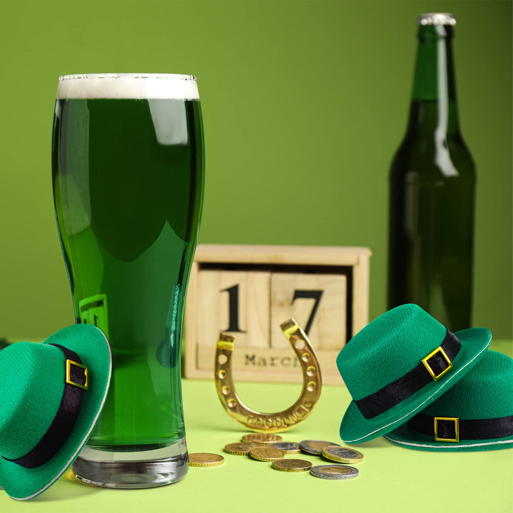Sinmoe 24 Pcs St. Patrick's Day Mini Hat with Buckle – Green EVA Craft Hats for Dolls & Party Decorations