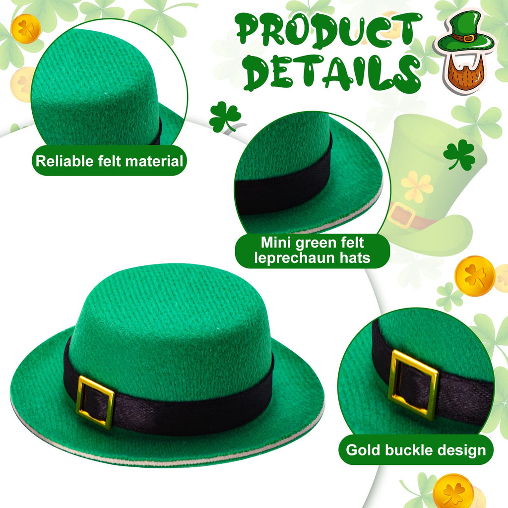 Sinmoe 24 Pcs St. Patrick's Day Mini Hat with Buckle – Green EVA Craft Hats for Dolls & Party Decorations