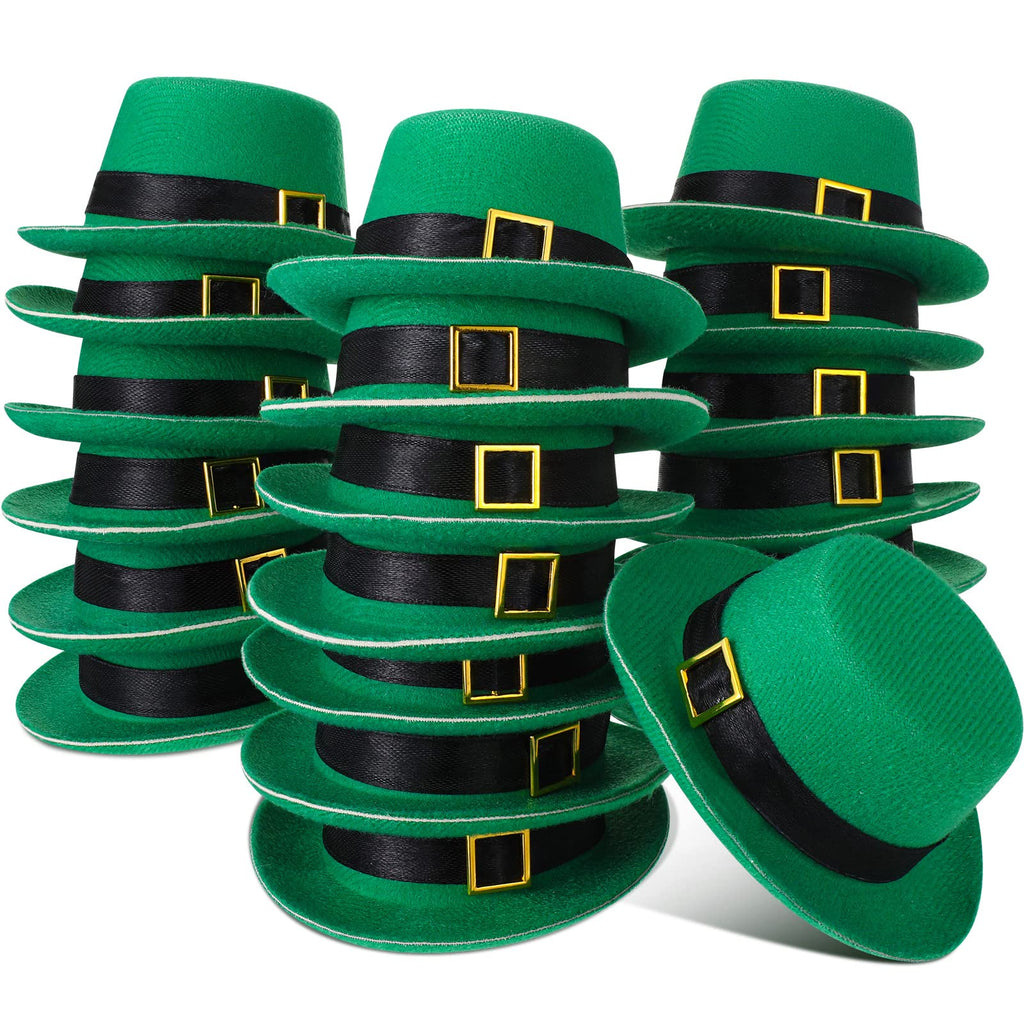 Sinmoe 24 Pcs St. Patrick's Day Mini Hat with Buckle – Green EVA Craft Hats for Dolls & Party Decorations
