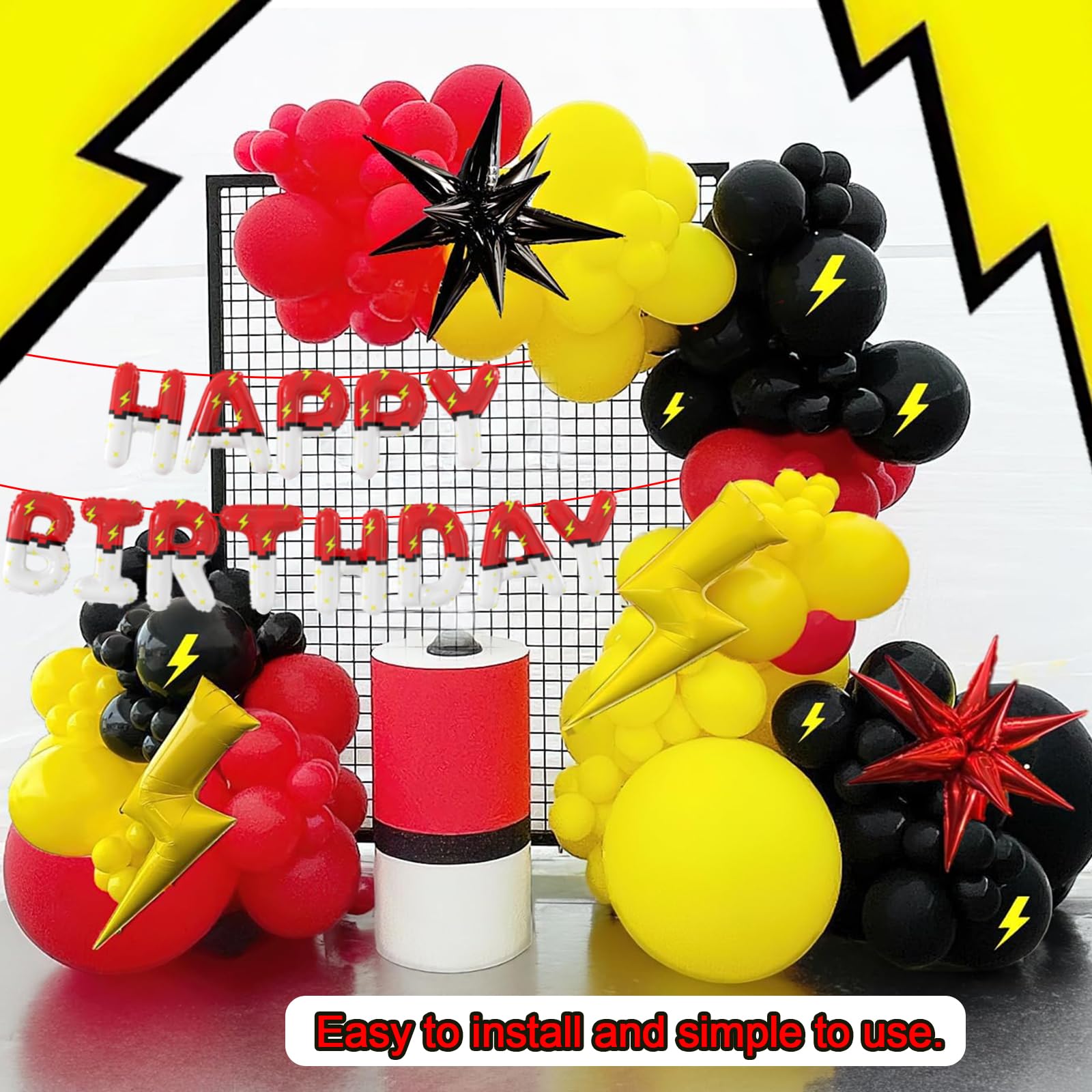 SIXONEAIEN Red White Cartoon Theme Foil Balloons | Happy Birthday Letters for Kids' Party Decorations