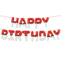 SIXONEAIEN Red White Cartoon Theme Foil Balloons | Happy Birthday Letters for Kids' Party Decorations
