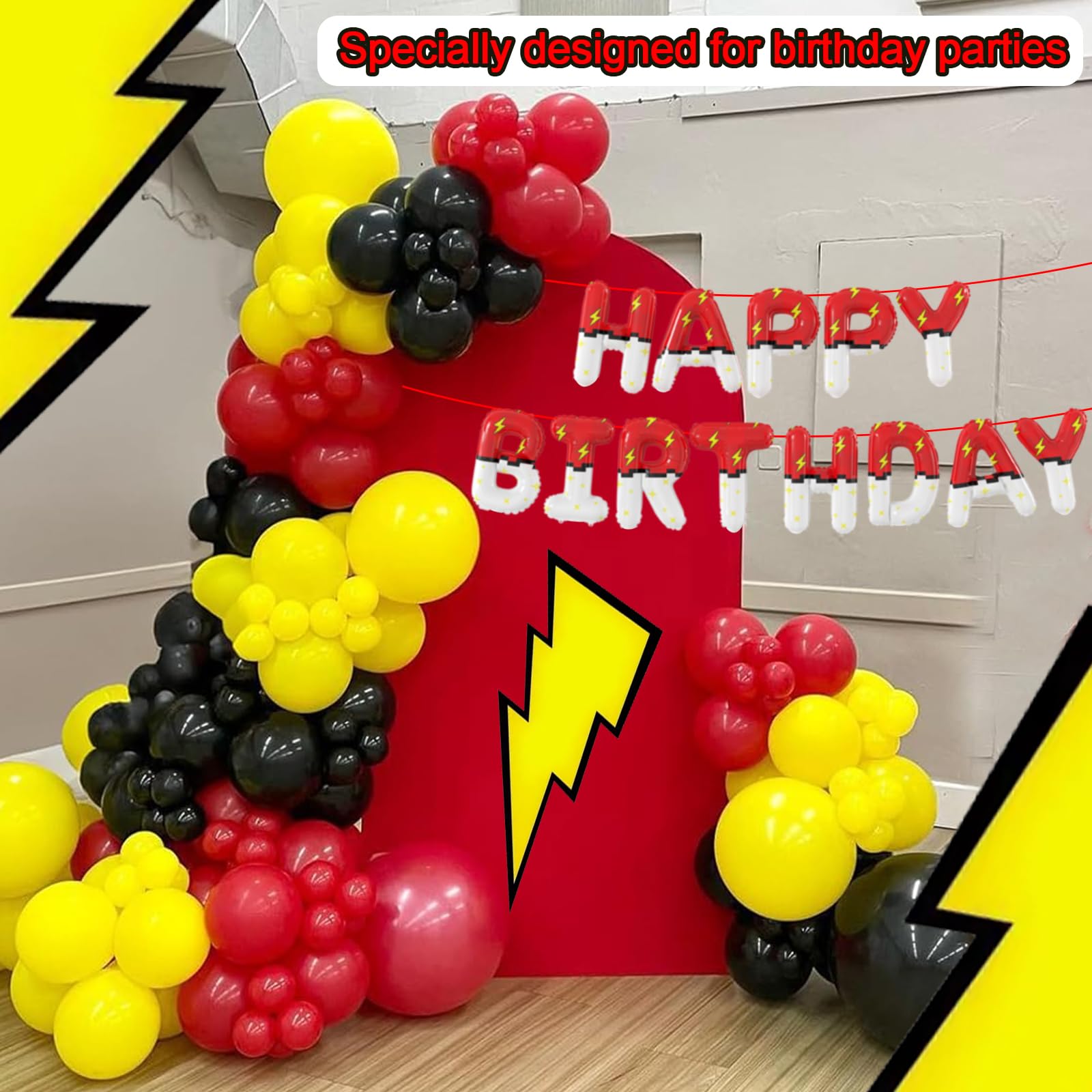 SIXONEAIEN Red White Cartoon Theme Foil Balloons | Happy Birthday Letters for Kids' Party Decorations