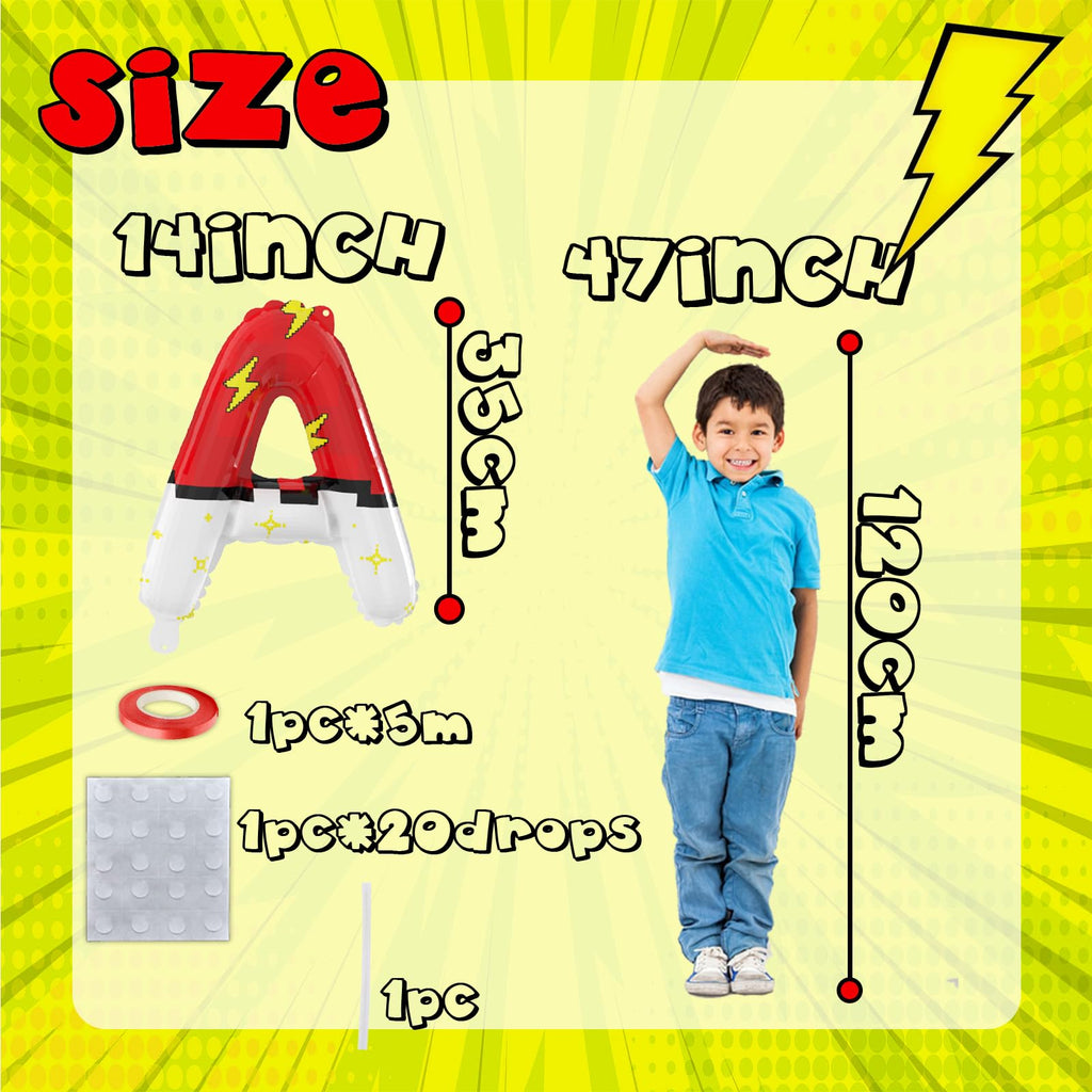 SIXONEAIEN Red White Cartoon Theme Foil Balloons | Happy Birthday Letters for Kids' Party Decorations