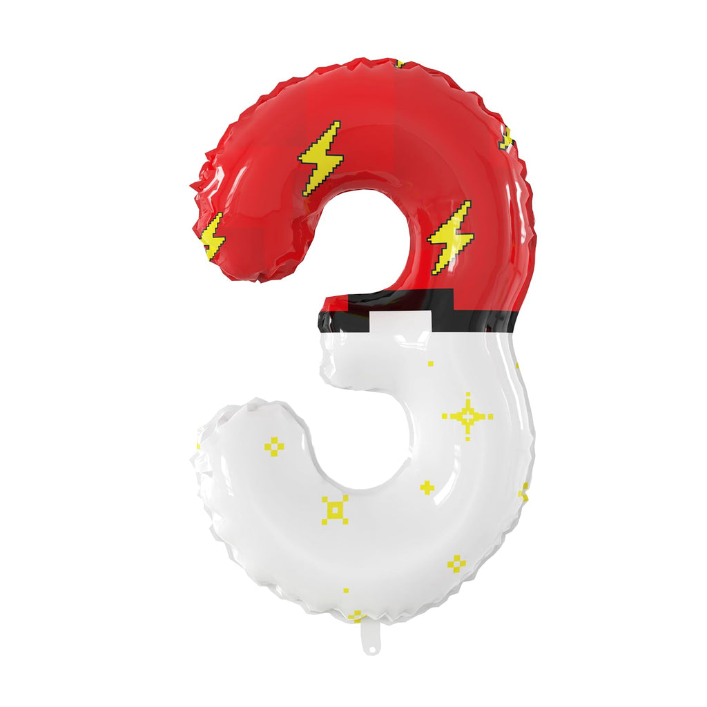 SIXONEAIEN 40in Giant Red & White Number 3 Balloon – Kids Party Decor