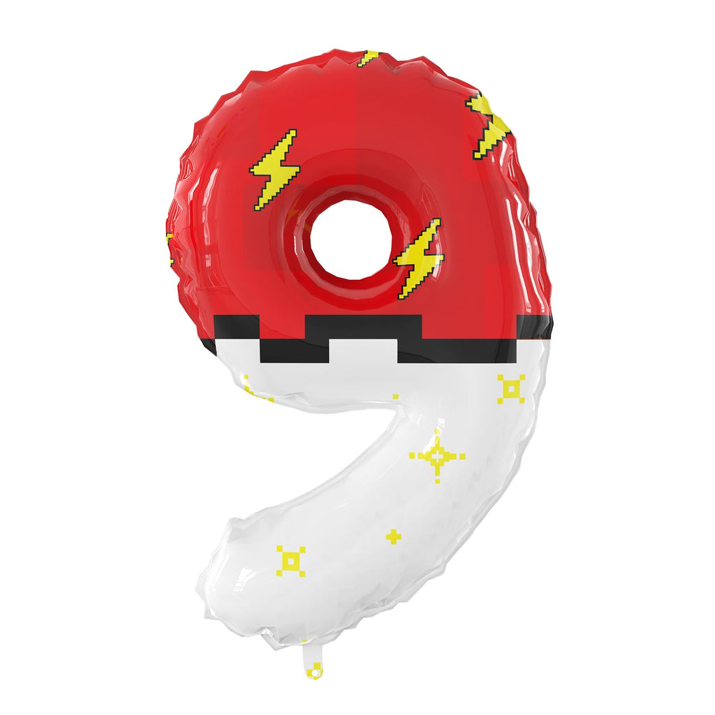 Sixoneaien 40-Inch Giant Red & White Cartoon Theme Number Balloons – Large 9 Balloon for Kids’ Parties (0–9 Available)