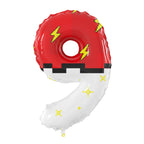 Sixoneaien 40-Inch Giant Red & White Cartoon Theme Number Balloons – Large 9 Balloon for Kids’ Parties (0–9 Available)