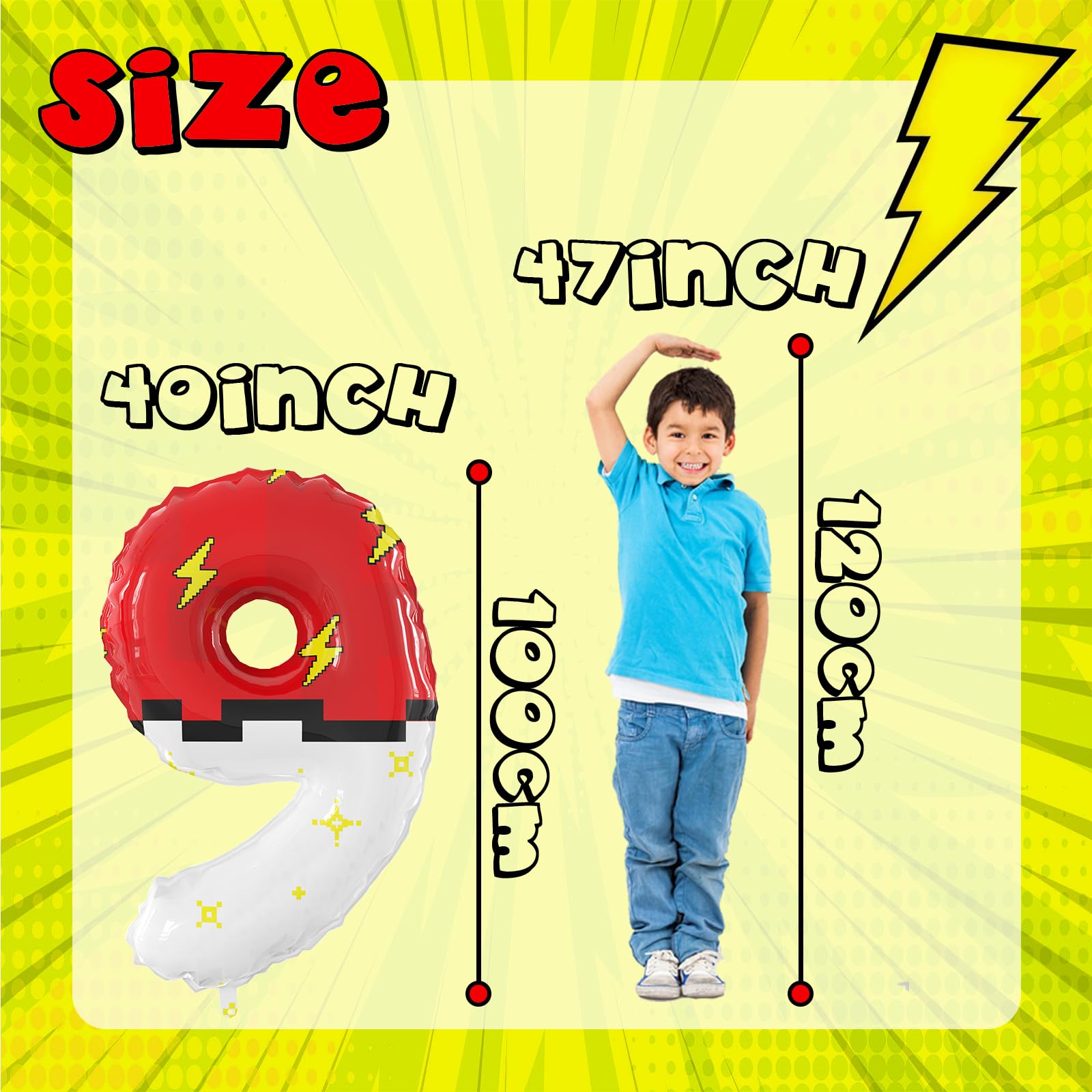 Sixoneaien 40-Inch Giant Red & White Cartoon Theme Number Balloons – Large 9 Balloon for Kids’ Parties (0–9 Available)