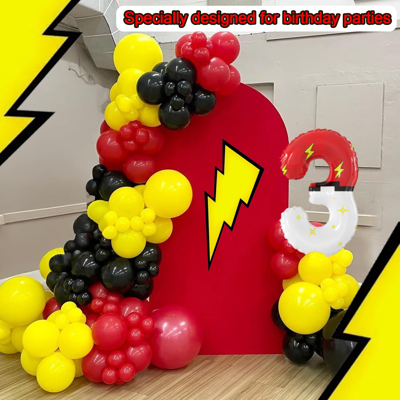 SIXONEAIEN 40in Giant Red & White Number 3 Balloon – Kids Party Decor