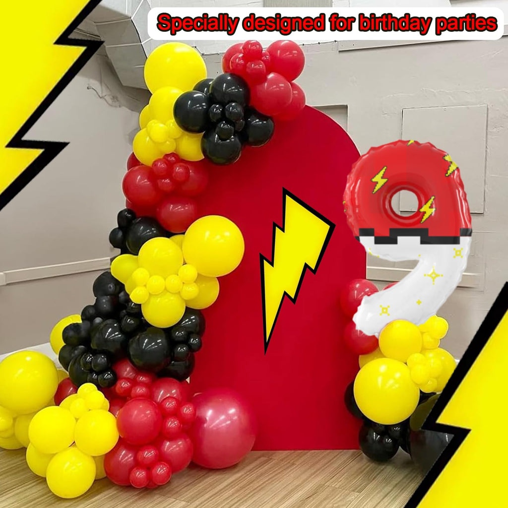 Sixoneaien 40-Inch Giant Red & White Cartoon Theme Number Balloons – Large 9 Balloon for Kids’ Parties (0–9 Available)