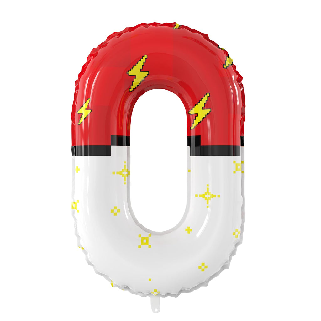 SIXONEAIEN 40 Inch Giant Red & White Cartoon Theme Number Balloons – Large 0 Balloon for Kids Parties