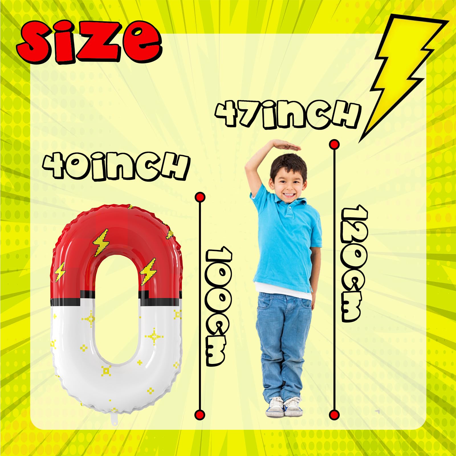 SIXONEAIEN 40 Inch Giant Red & White Cartoon Theme Number Balloons – Large 0 Balloon for Kids Parties