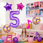 Siznkore 9 Pcs Kpop Birthday Decorations – 32in Number 5 Balloon & Music Balloons