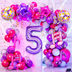 Siznkore 9 Pcs Kpop Birthday Decorations – 32in Number 5 Balloon & Music Balloons