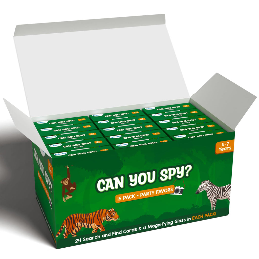 Skillmatics Party Favors (Pack of 15) - Can You Spy Animals Card Set for Kids Ages 4–7