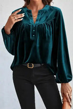 Elegant Skobeloff Beaded Velvet Blouse for Sophistication