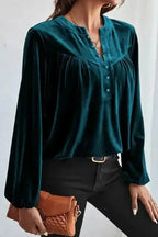 Elegant Skobeloff Beaded Velvet Blouse for Sophistication