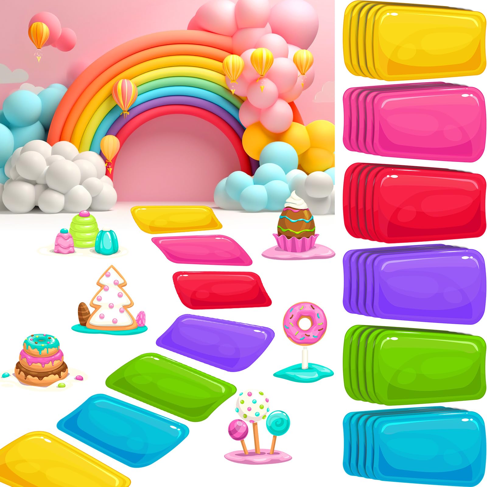 Skyygemm Candy Themed Floor Stickers – 30 Pcs, 16.1 x 10.2 in | Colorful PVC Party Floor Decals