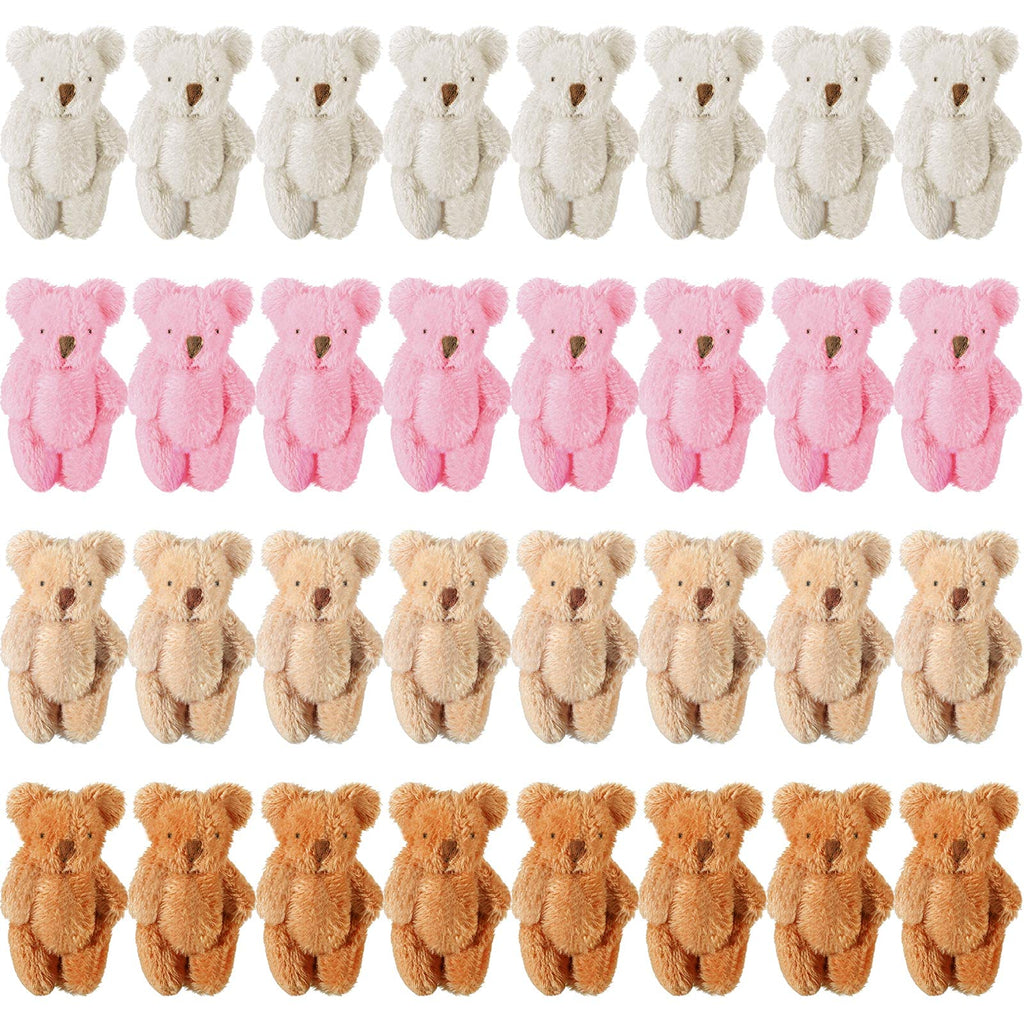 Skylety 32-Piece Mini Bear Plush Toy Set – 2.36-Inch Tiny Bears for Cake, Weddings & Party Favors (4 Colors)