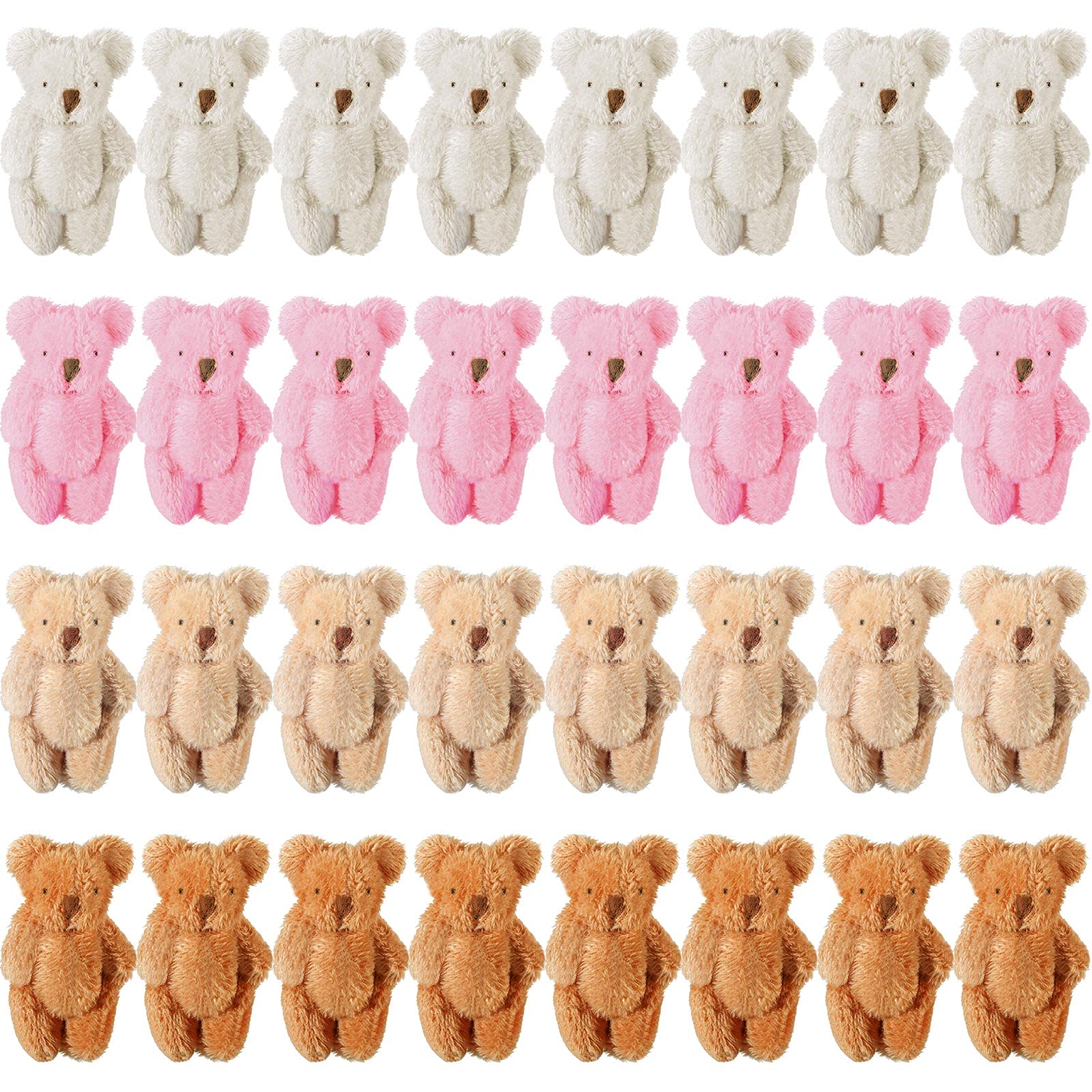 Skylety 32-Piece Mini Bear Plush Toy Set – 2.36-Inch Tiny Bears for Cake, Weddings & Party Favors (4 Colors)