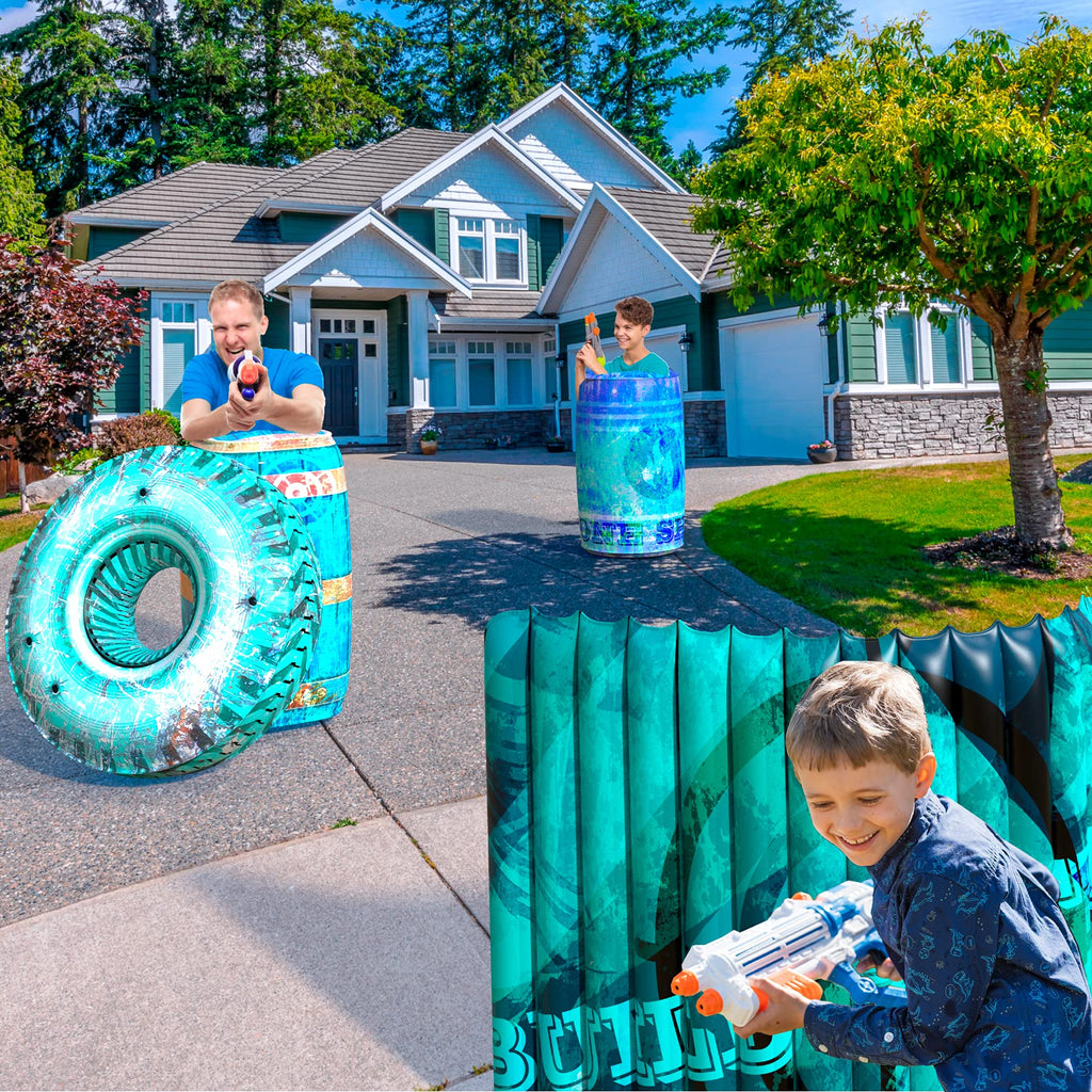 Skywin Inflatable Battle Bunkers – 4-Piece Blue Combat Obstacles for Laser Tag