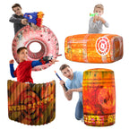 Skywin Inflatable Battle Bunkers – 4-Piece Obstacle Set for Play, Combat & Laser Tag (Orange)
