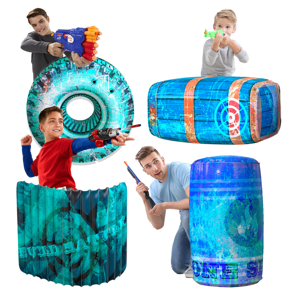 Skywin Inflatable Battle Bunkers – 4-Piece Blue Combat Obstacles for Laser Tag