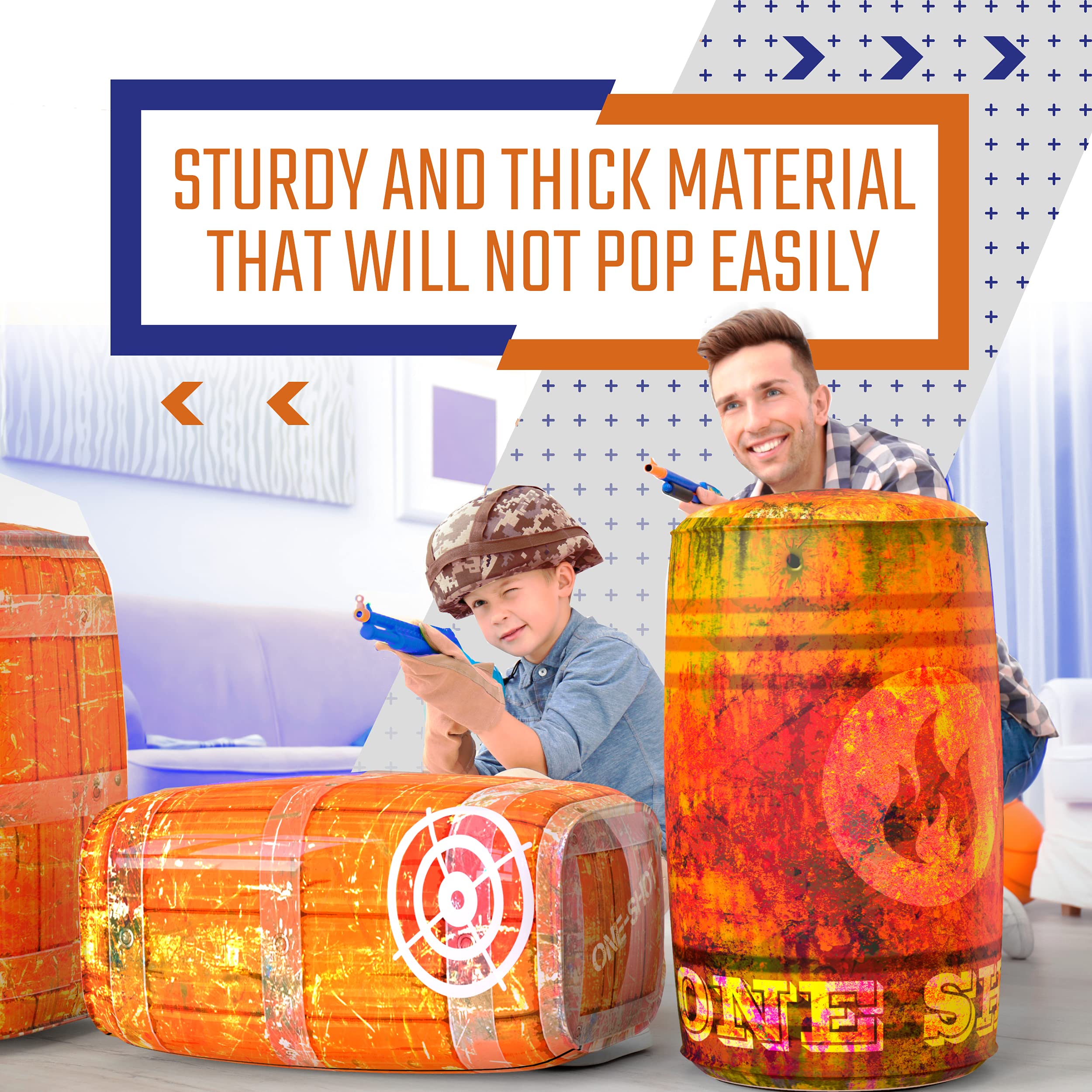 Skywin Inflatable Battle Bunkers – 4-Piece Obstacle Set for Play, Combat & Laser Tag (Orange)