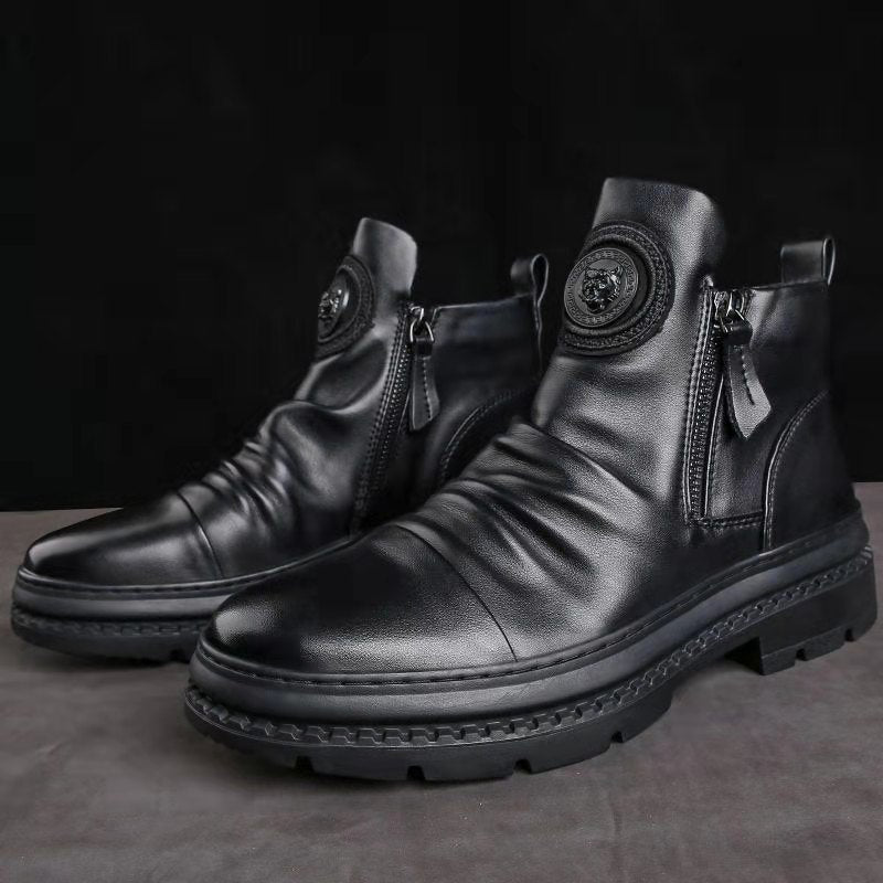 Men'S Korean-Style Zipper Casual Shoes