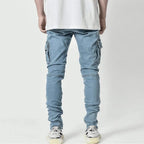 Slim Fit Cargo Jeans – Washed Denim Multi-Pocket Streetwear