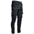 Slim Fit Cargo Jeans – Washed Denim Multi-Pocket Streetwear