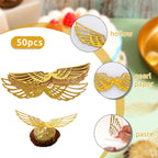 Sliverdew 50PCS Wizard Party Wings Cupcake Toppers – Golden Wafer Chocolate Decoration Set