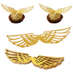 Sliverdew 50PCS Wizard Party Wings Cupcake Toppers – Golden Wafer Chocolate Decoration Set