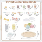 Smartwo Wooden Tea Party Set for Toddlers — 34-Piece Pretend Play Tea Set for Ages 3-5
