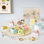 Smartwo Wooden Tea Party Set for Toddlers — 34-Piece Pretend Play Tea Set for Ages 3-5