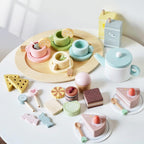 Smartwo Wooden Tea Party Set for Toddlers — 34-Piece Pretend Play Tea Set for Ages 3-5