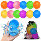 Smirodi 12Pcs Reusable Water Balloons – Quick Fill, Durable Silicone Pool Toys