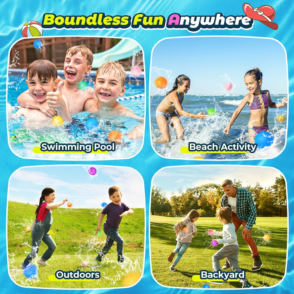 Smirodi Reusable Magnetic Water Balloons – Quick-Fill Water Bombs for Outdoor Games (8Pcs)