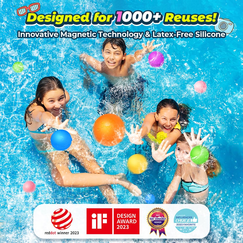 Smirodi 20-Piece Reusable Water Balloons – Magnetic Outdoor Water Toys for Pool & Beach