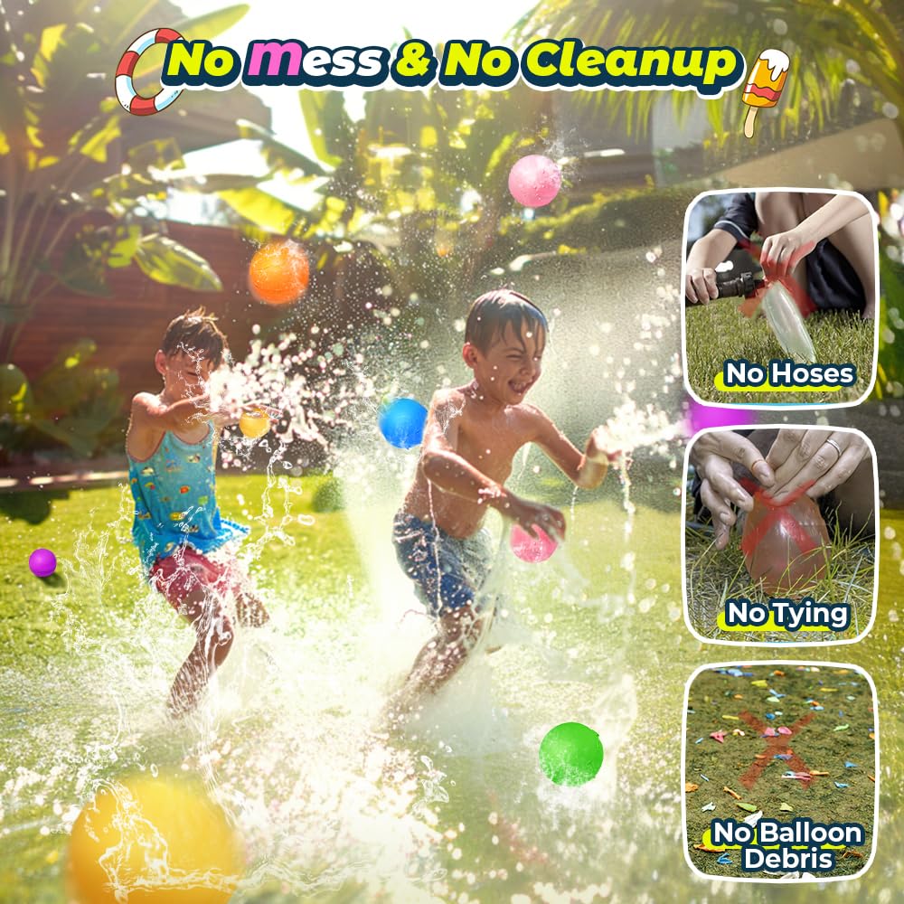 Smirodi 20-Piece Reusable Water Balloons – Magnetic Outdoor Water Toys for Pool & Beach