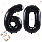Smlpuame 40-Inch Black Number Balloons (0-9) – 60-Count Digital Foil Balloons for Birthday, Wedding & Anniversary Decor