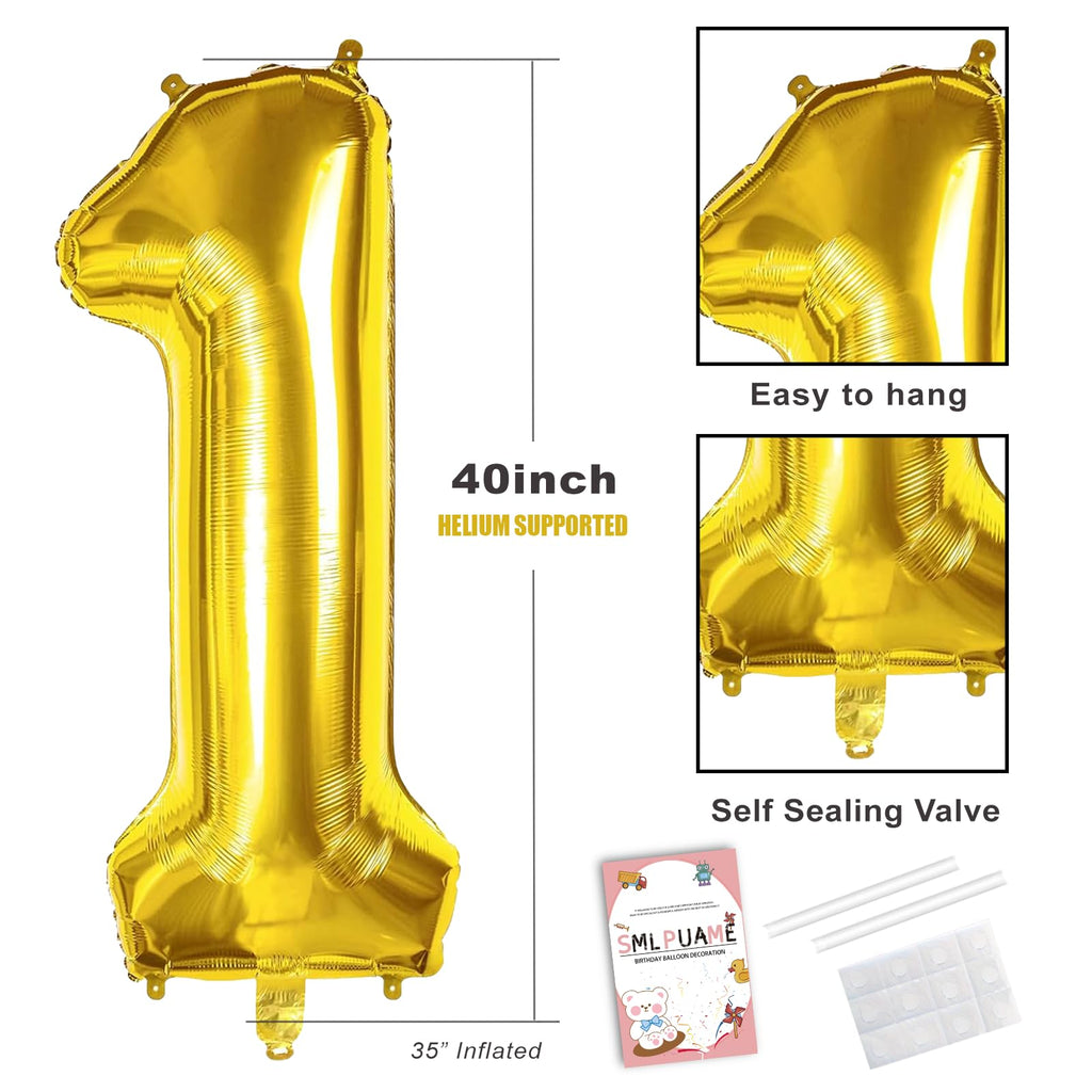 Smlpuame 40 inch Gold Number 4 Balloon – Luxury Foil Balloons for Birthday & Anniversary