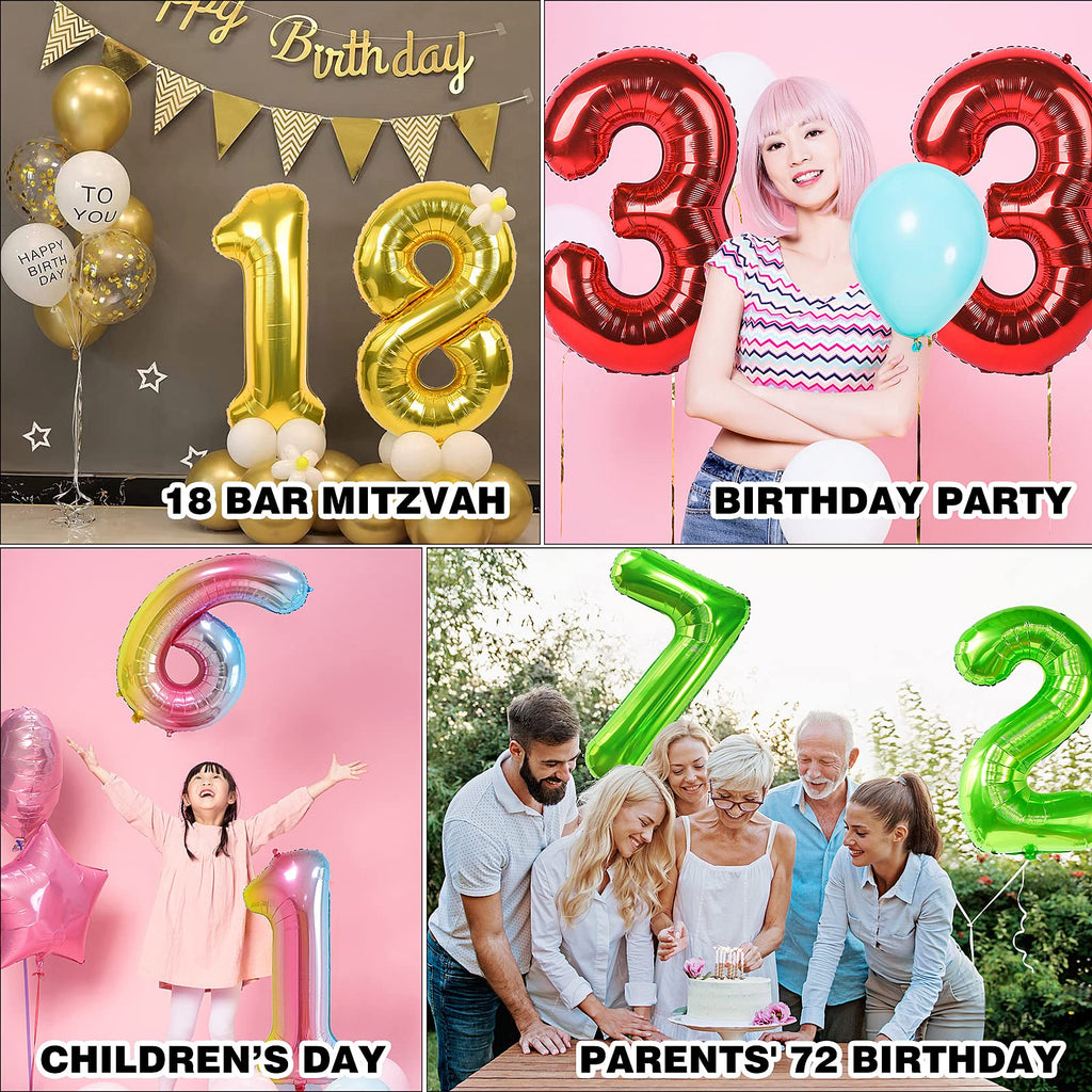 Smlpuame 40-Inch Gold Number Balloons 0-9 | Large Digital Balloons for Birthday Parties & Celebrations