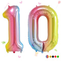Smlpuame 40in Rainbow Gradient Number Balloons 0-9 – Large Helium Foil Balloons for Party Decor