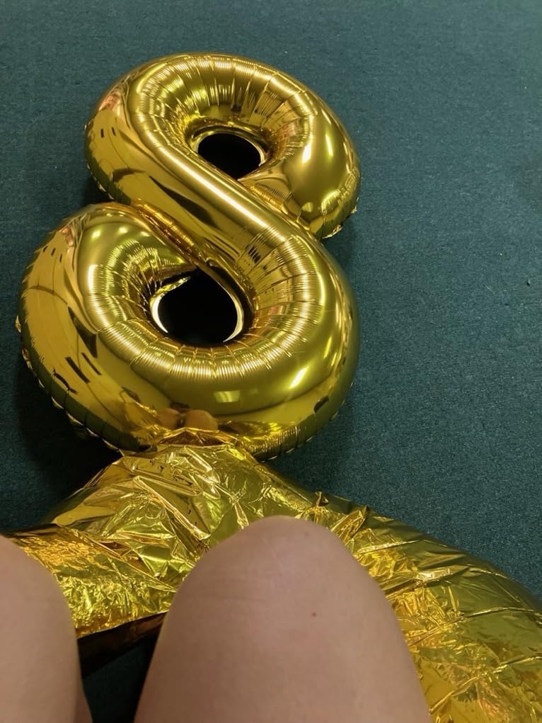 Smlpuame 40-Inch Gold Number 8 Foil Balloon for Birthday Parties | Large Digit Balloons