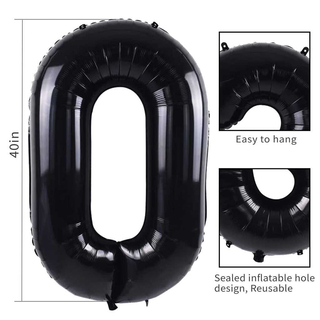 Smlpuame 40-Inch Black Number Balloons (0-9) – 60-Count Digital Foil Balloons for Birthday, Wedding & Anniversary Decor