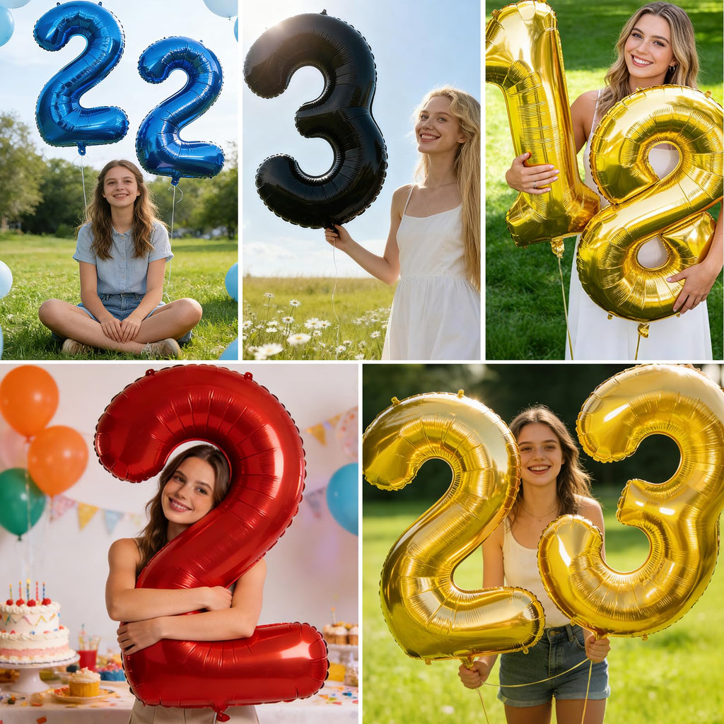 Smlpuame 40-Inch Gold Number 8 Foil Balloon for Birthday Parties | Large Digit Balloons