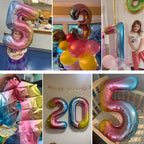 Smlpuame 40in Rainbow Gradient Number Balloons 0-9 – Large Helium Foil Balloons for Party Decor